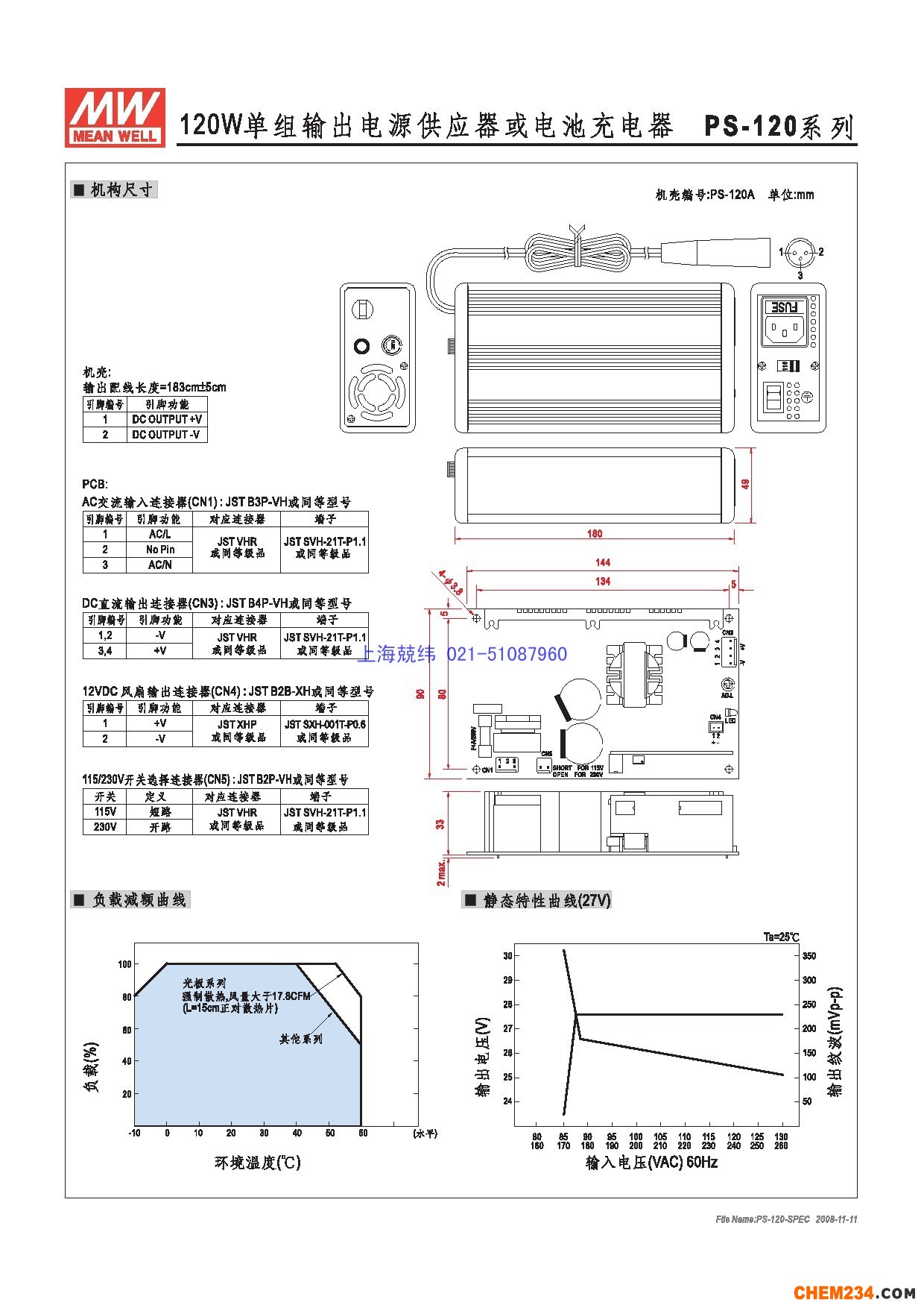 上海兢纬供应专用电源电源系列PS-120详细规格书